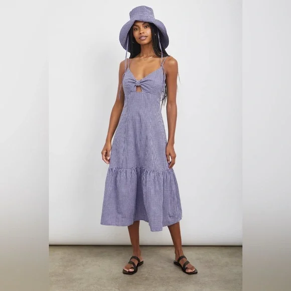 Rails Maeve Dress Navy Lilac Gingham Sundress | M - Picture 3 of 12